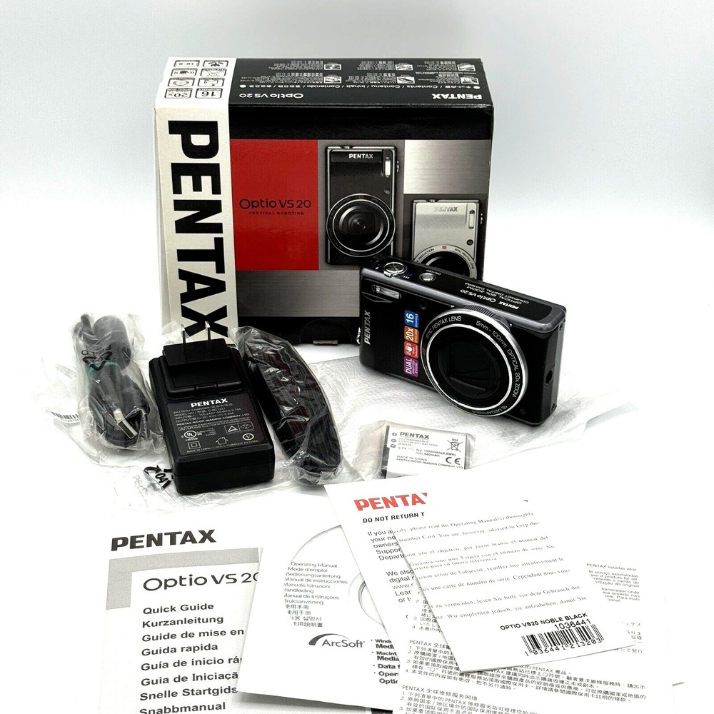 Pentax Optio‎ VS20 16MP Digital Camera Black w/ Box Charger Battery Tested